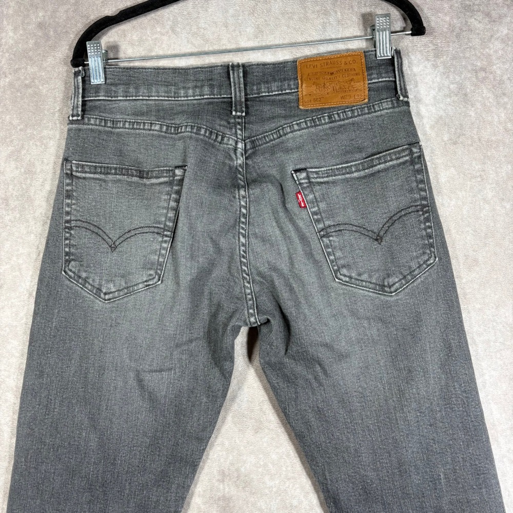 Levi's Jeans Mens 29x32 Black Washed 502 Regular Taper Premium Denim Faded Pants - Picture 7 of 13